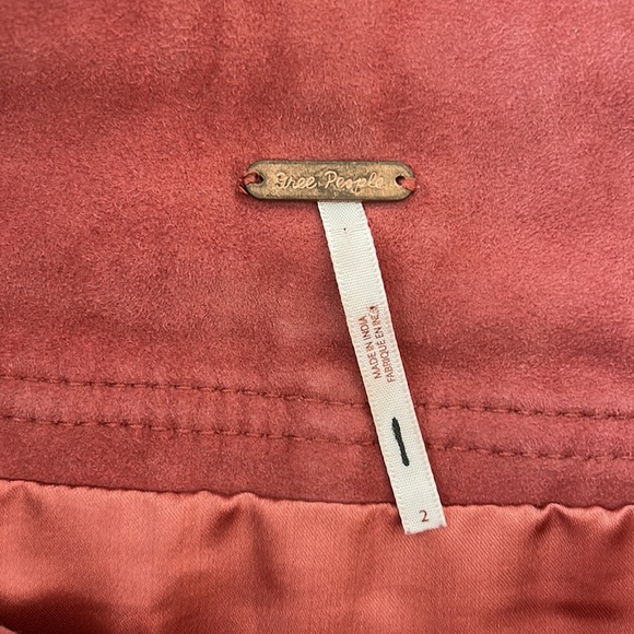 Free People Mauve Pink Suede Goat Leather A Line Mini Skirt - Picture 9 of 12